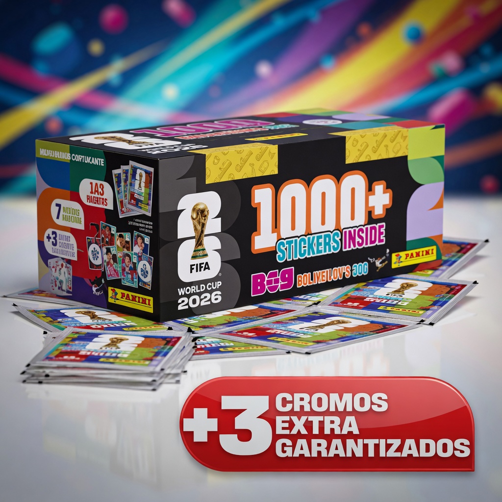 Caja XL Panini con 1000+ láminas FIFA 2026