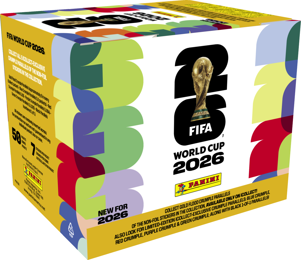 iCollect Sticker Box FIFA World Cup 2026 — caja con 50 sobres y 4 láminas iCollect exclusivas